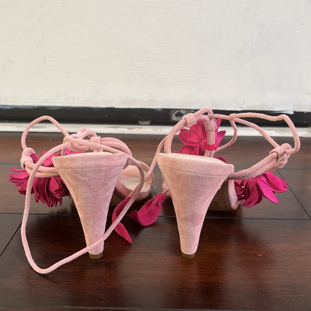 CECELIA NEW YORK Pink and Magenta Floral Ankle-Tie High Heel Sandals - Picture 6 of 13